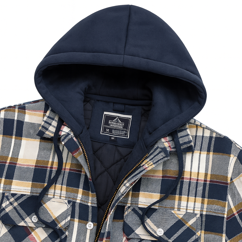 Men’s Checked Wool-Look Winter Jacket – Warm Patterned Layer