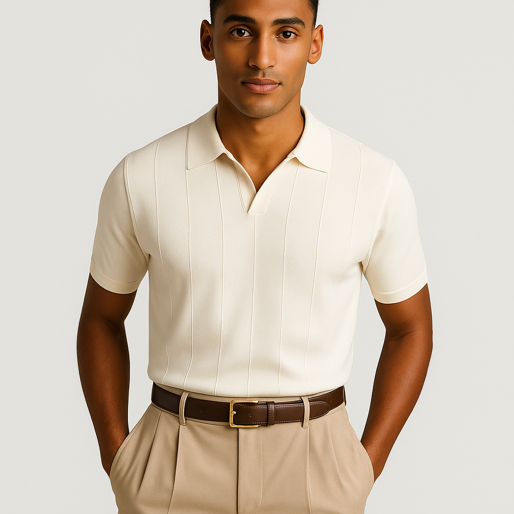 Men's Breathable Knit Polo Shirt – Lightweight Summer Short Sleeve Top
