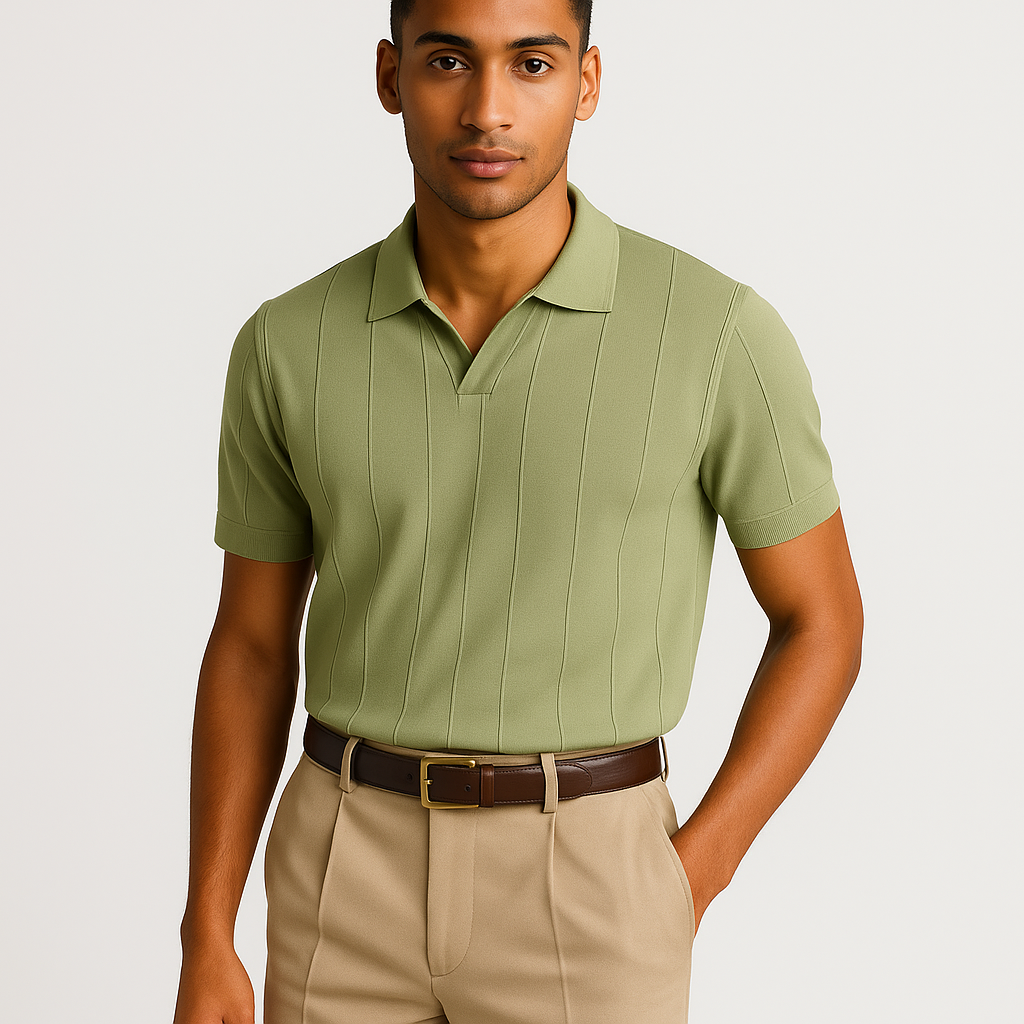 Men's Breathable Knit Polo Shirt – Lightweight Summer Short Sleeve Top