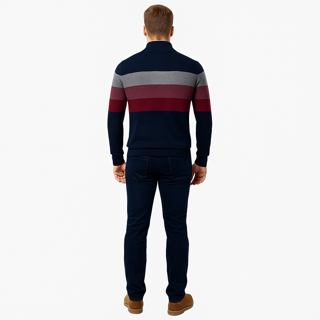 Men’s Trendy Striped Sweater – Fashionable Knit Layer for Spring