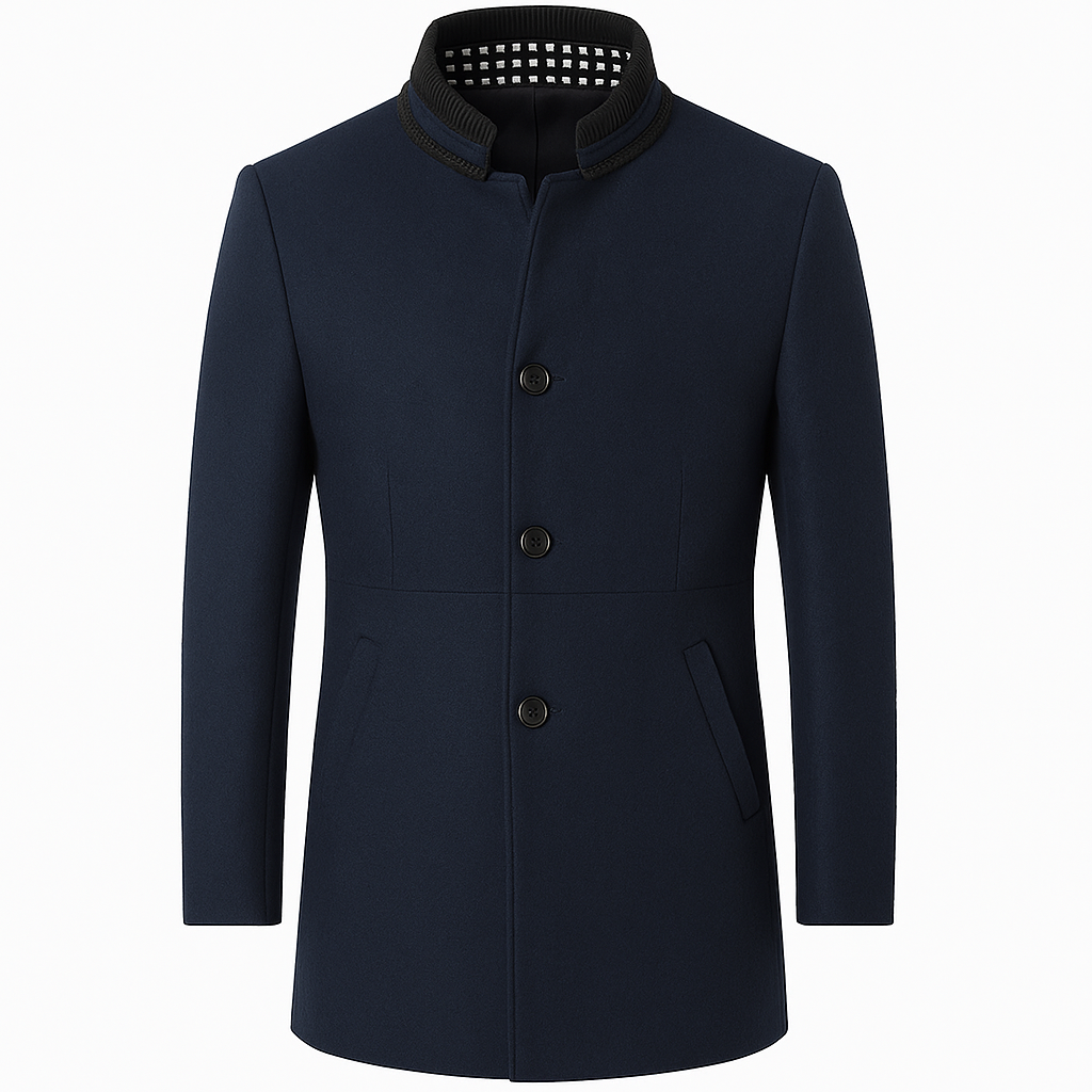 Men’s Wool-Cashmere Coat with Detachable Scarf – Smart Winter Layer