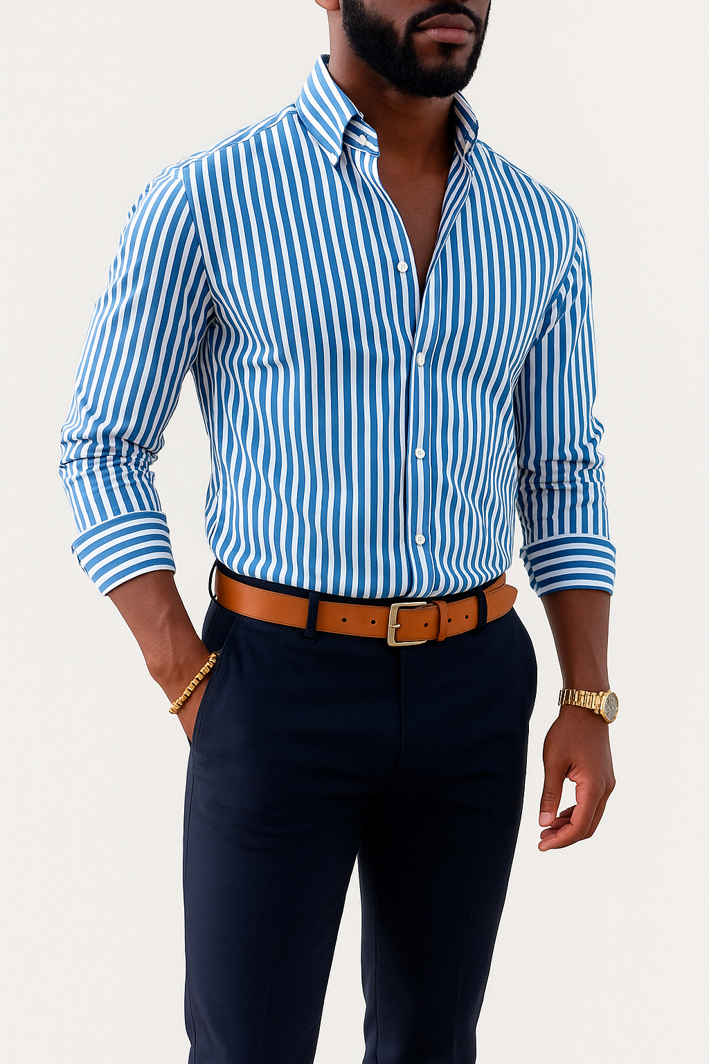 Men's Vertical Stripe Short Sleeve Shirt – Smart Casual Summer