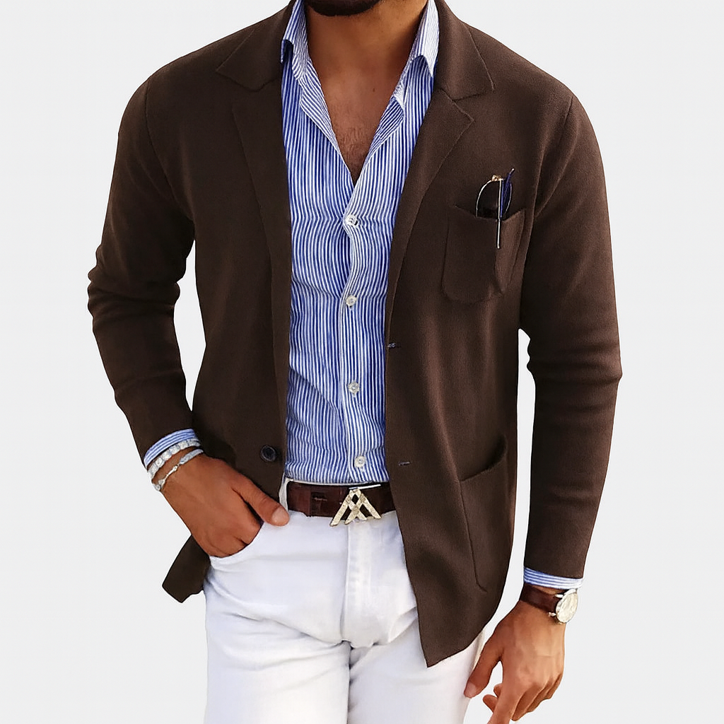 Notch Collar Men’s Blazer with Button Pockets – Smart Layer