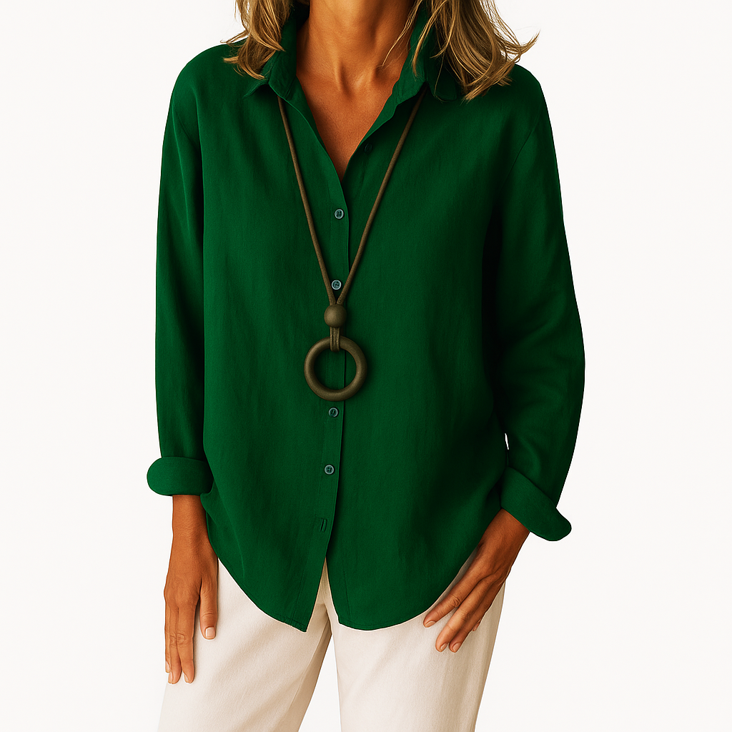 Women's Cotton-Linen Long Shirt – Casual Lightweight Button-Down