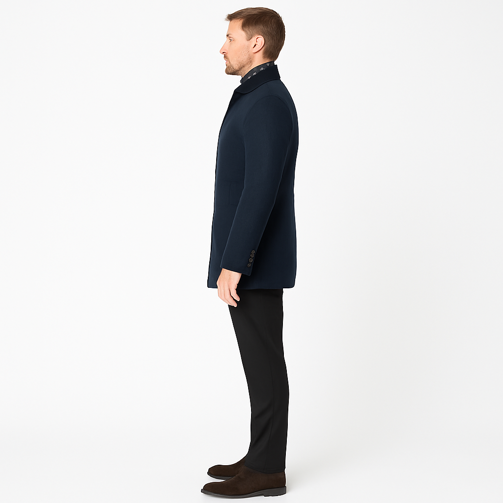 Men’s Wool-Cashmere Coat with Detachable Scarf – Smart Winter Layer