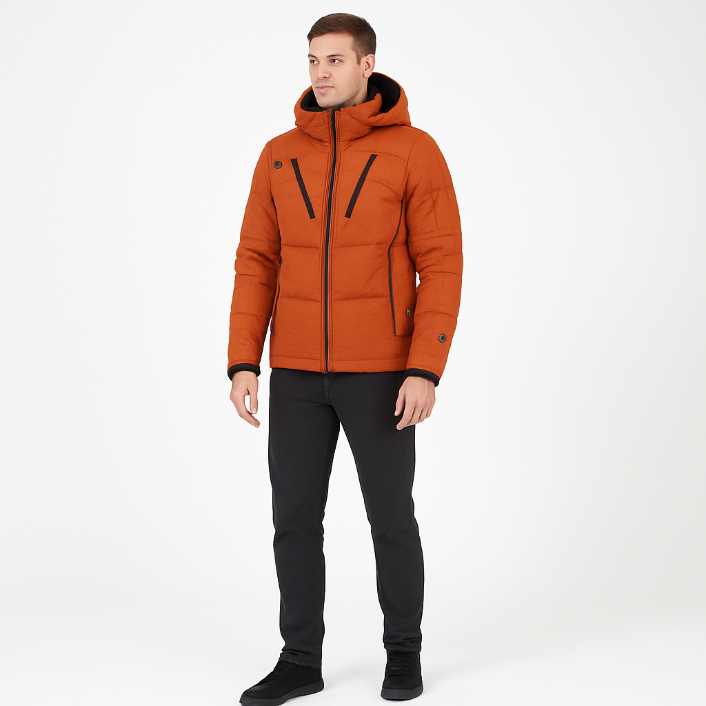 Men’s Warm Down Padded Parka with Hood for Cold UK Winters