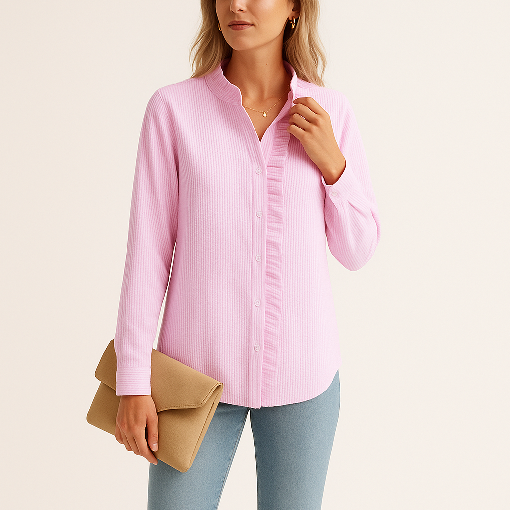 Women's Long Sleeve Striped Blouse – Elegant Office Shirt