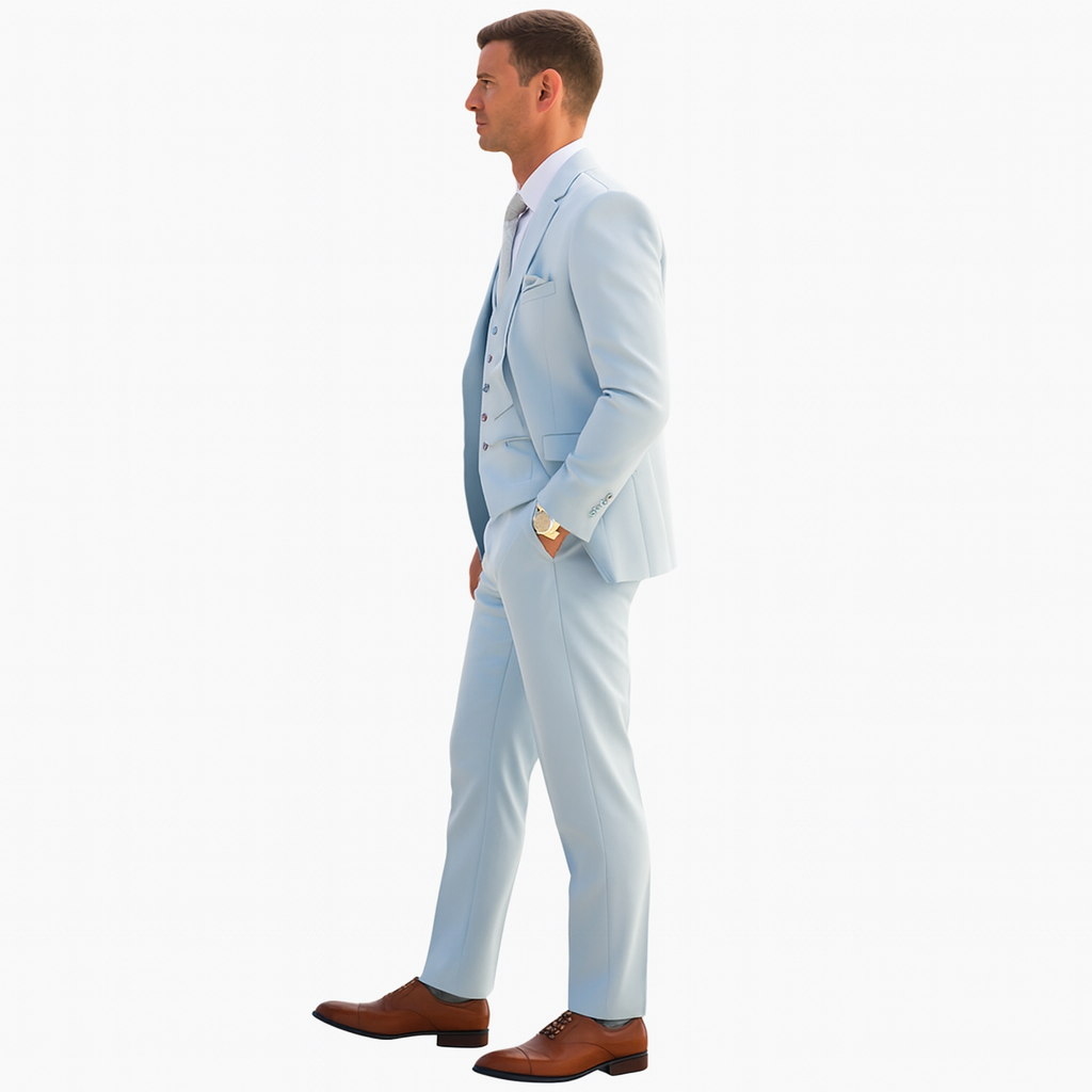 Men’s 3-Piece Notch-Lapel Suit Set – Slim Tailored Fit