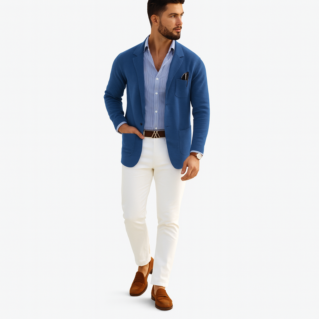 Notch Collar Men’s Blazer with Button Pockets – Smart Layer