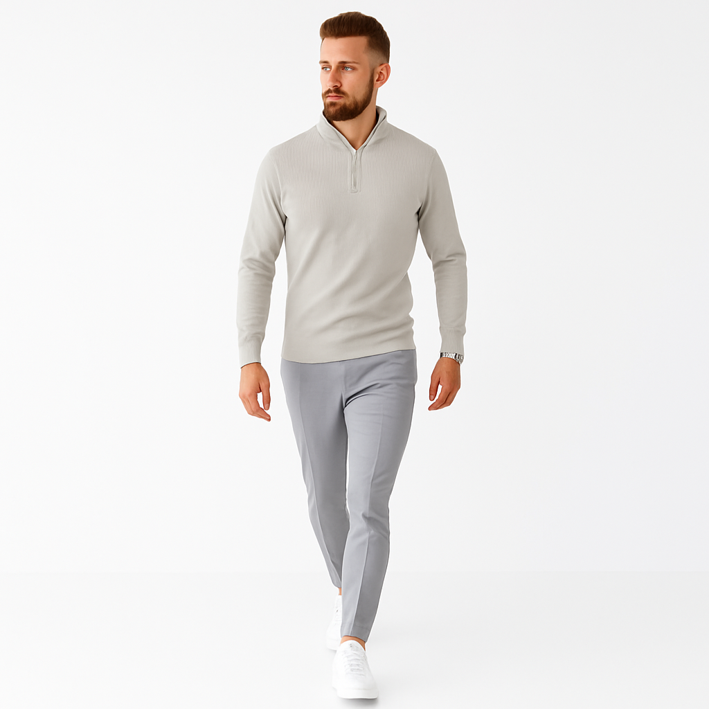 Men’s Lightweight Half-Zip Jumper—Layered Smart-Casual Style
