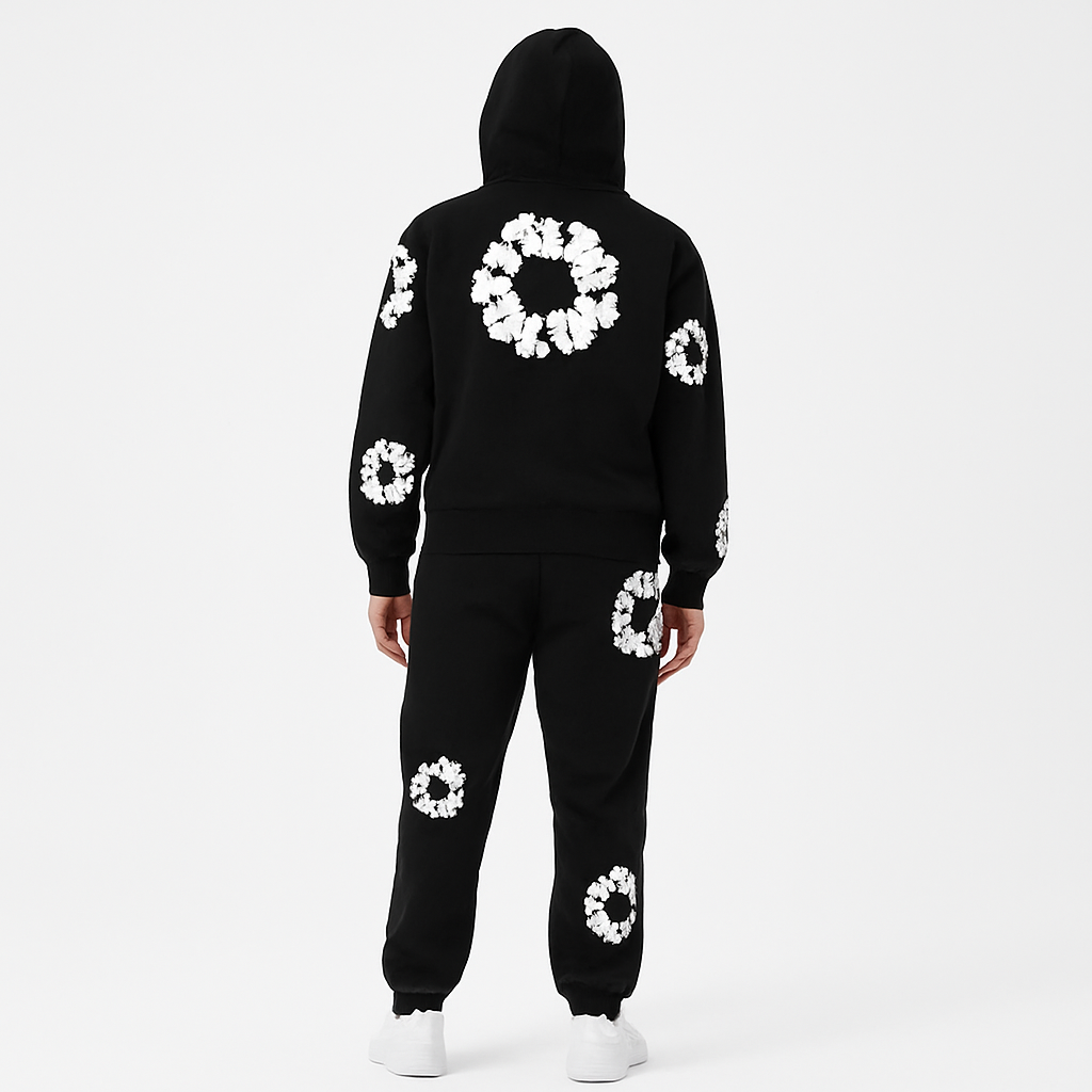 Unisex Floral Print Tracksuit Hoodie & Joggers – Lightweight Lounge Set