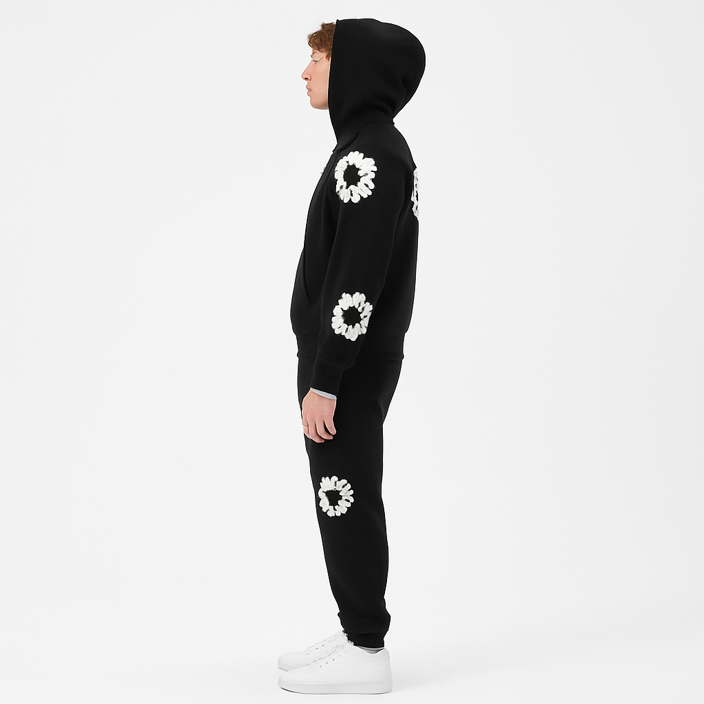 Unisex Floral Print Tracksuit Hoodie & Joggers – Lightweight Lounge Set