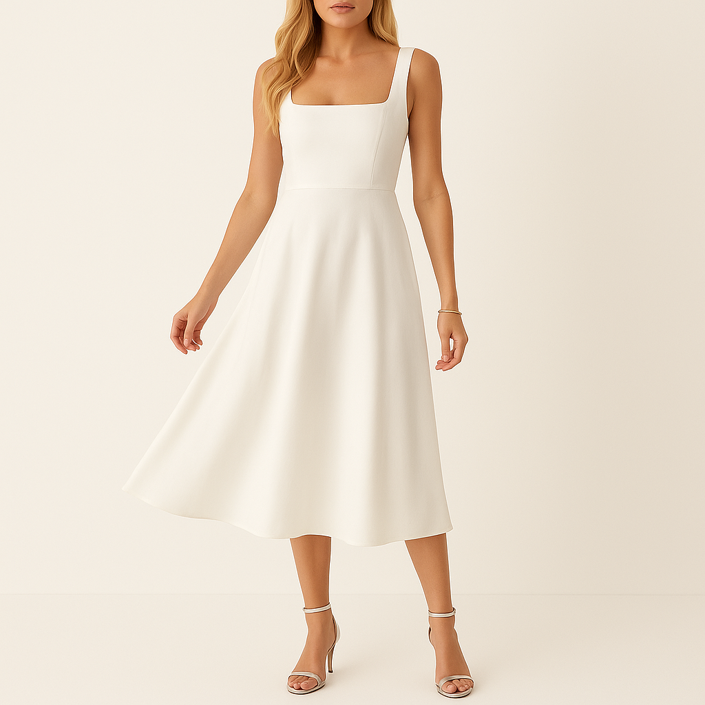 Women's Sleeveless Solid Colour Dress – Elegant Summer Midi Style