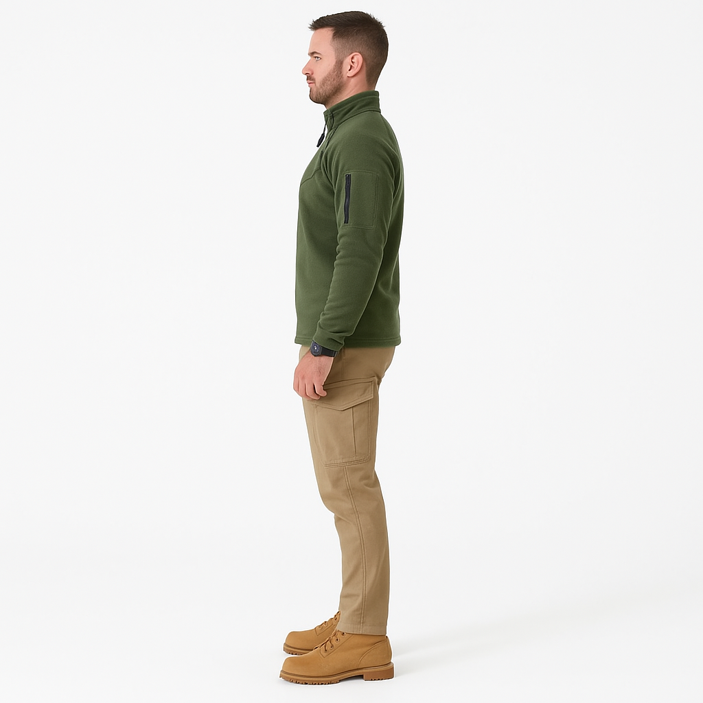 Men’s Tactical Thermal Jumper – Waffle Knit, Half-Zip, Casual Outdoor