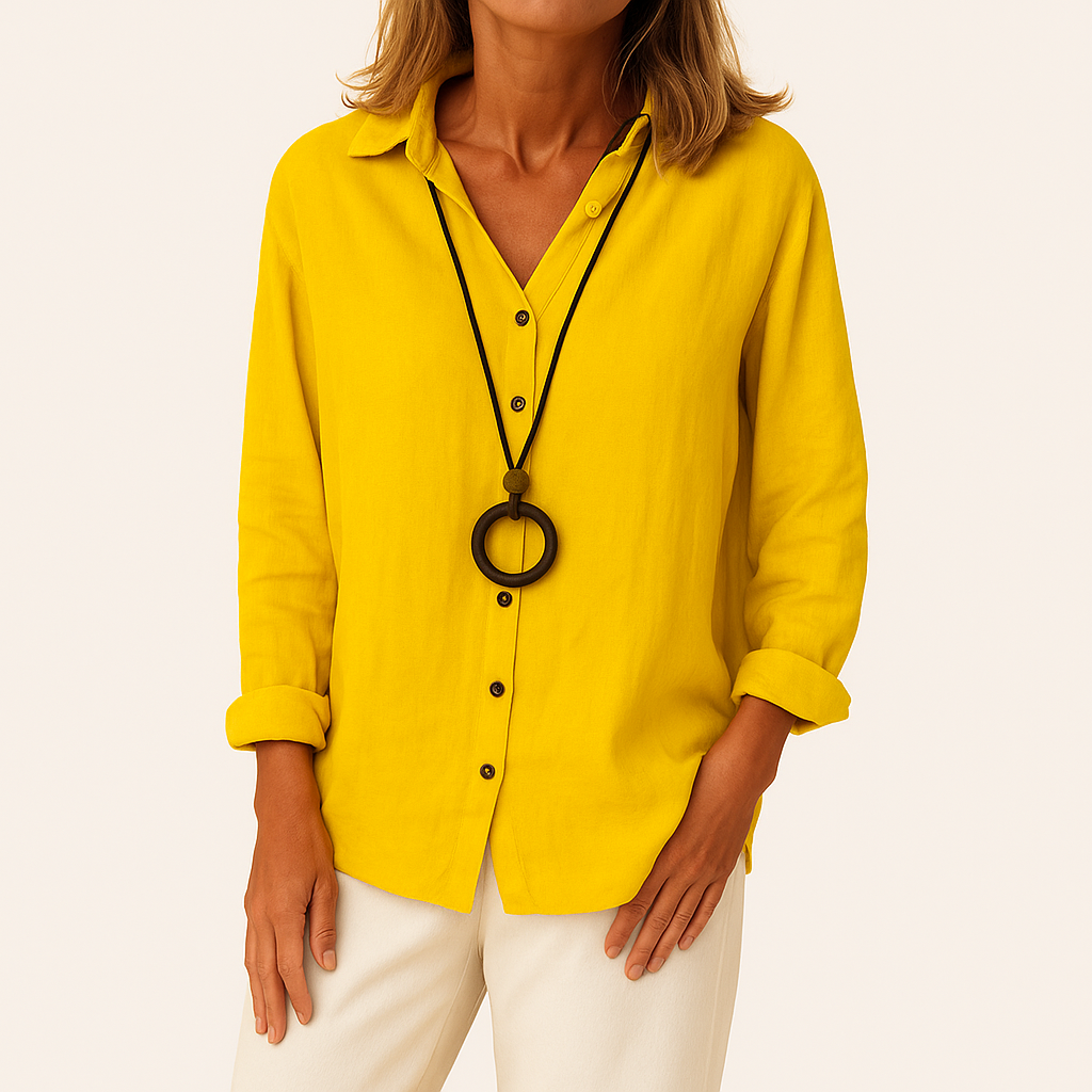 Women's Cotton-Linen Long Shirt – Casual Lightweight Button-Down