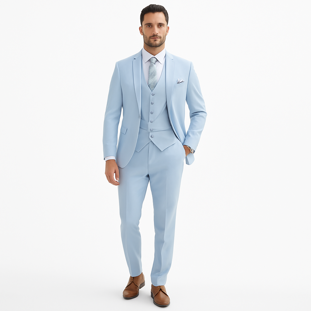 Men’s 3-Piece Notch-Lapel Suit Set – Slim Tailored Fit