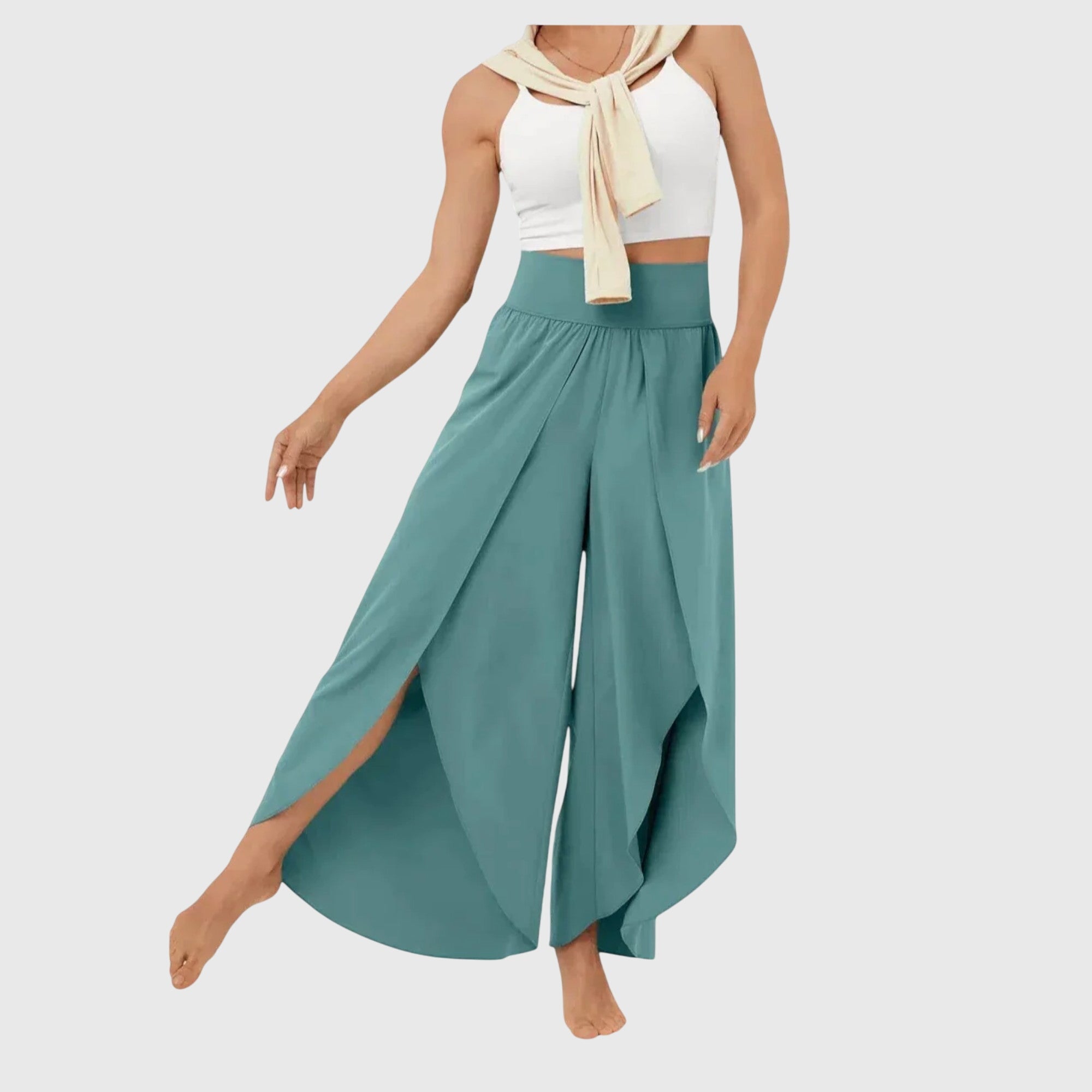 Airy Women's Wide Leg Pants | Lightweight Flared Design, Integrated Shorts 1