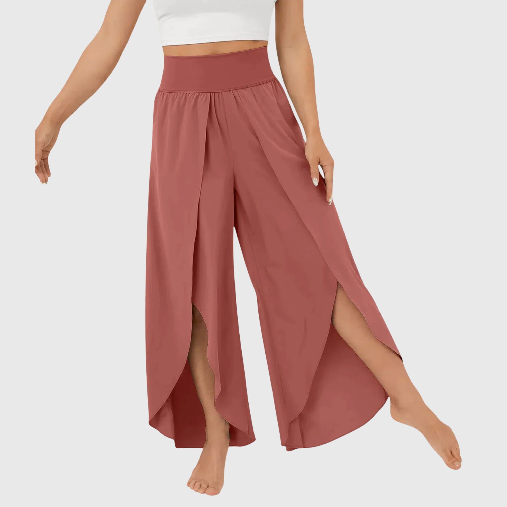 Airy Women's Wide Leg Pants | Lightweight Flared Design, Integrated Shorts 11