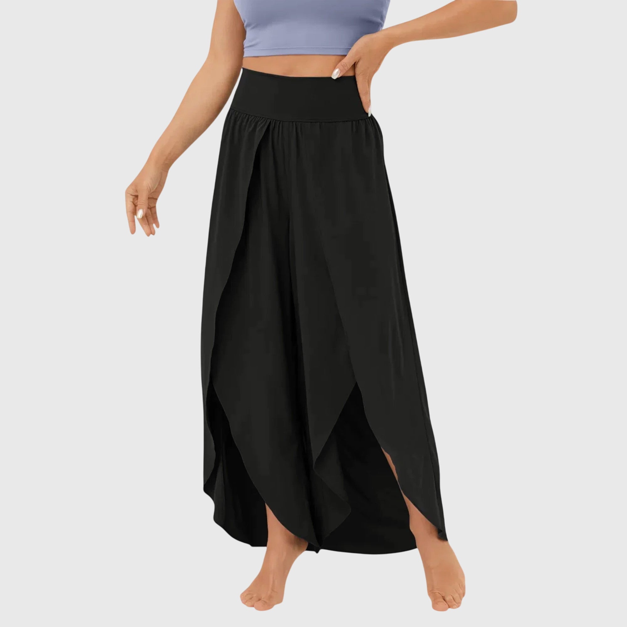 Airy Women's Wide Leg Pants | Lightweight Flared Design, Integrated Shorts 6