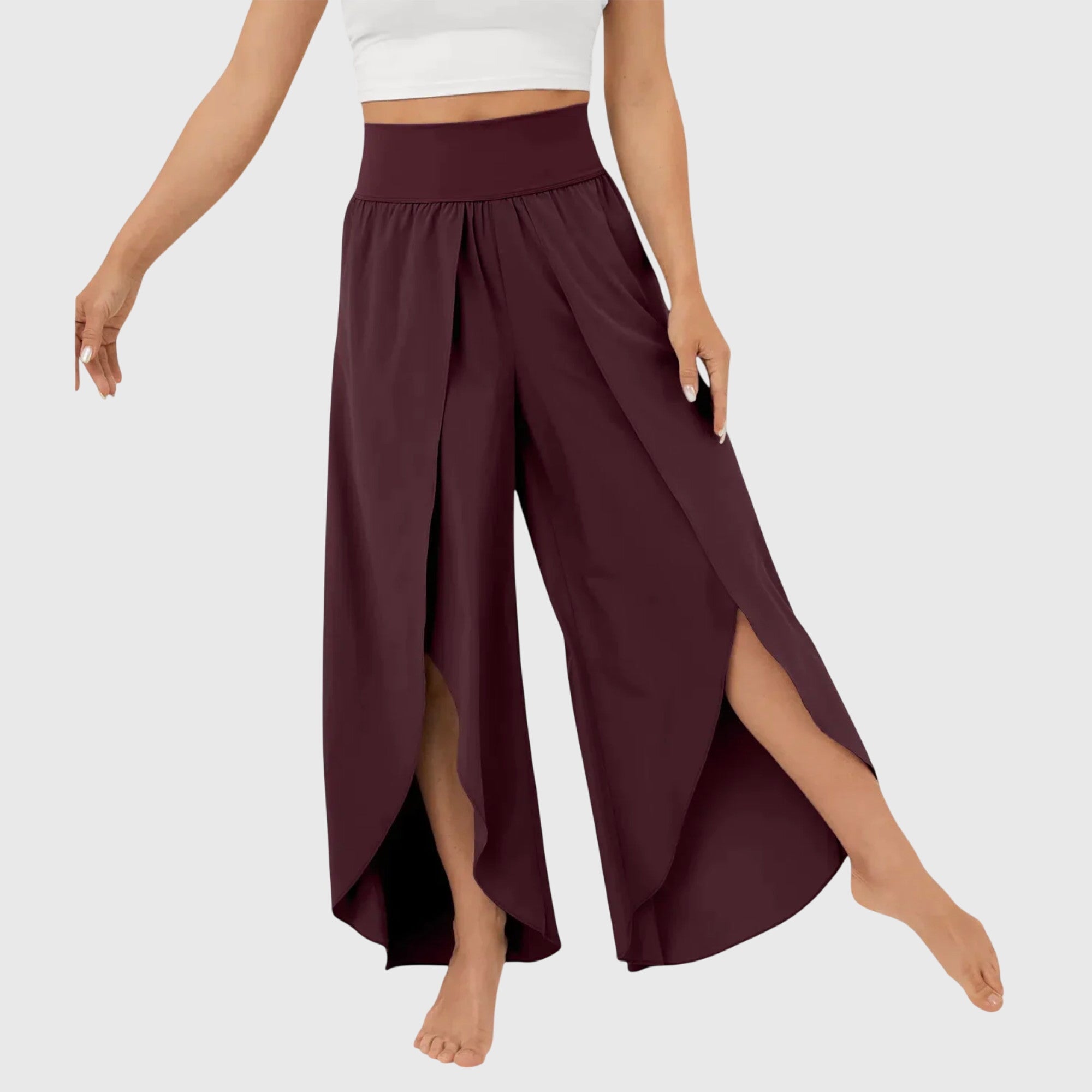 Airy Women's Wide Leg Pants | Lightweight Flared Design, Integrated Shorts 9