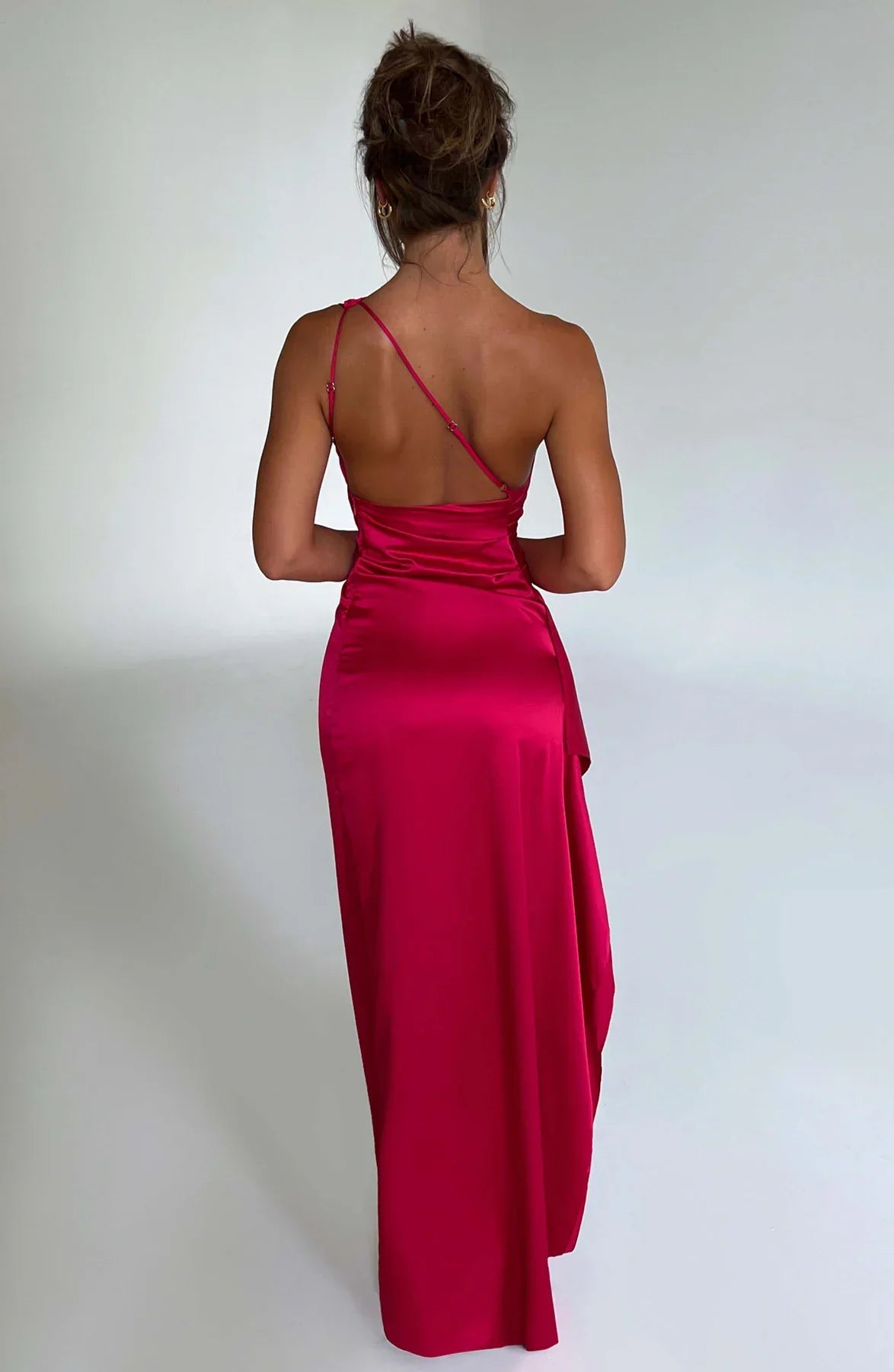 Amaris Women's Cocktail Dress | One Shoulder Satin, Elegant Pleated Design 1