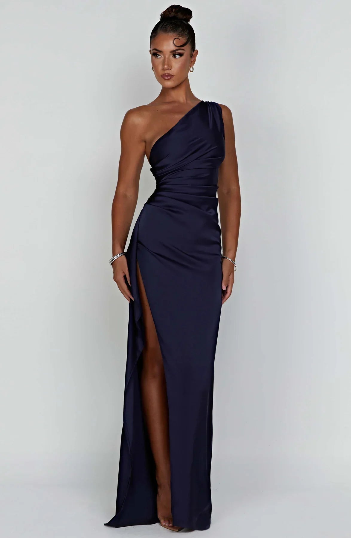 Amaris Women's Cocktail Dress | One Shoulder Satin, Elegant Pleated Design 10