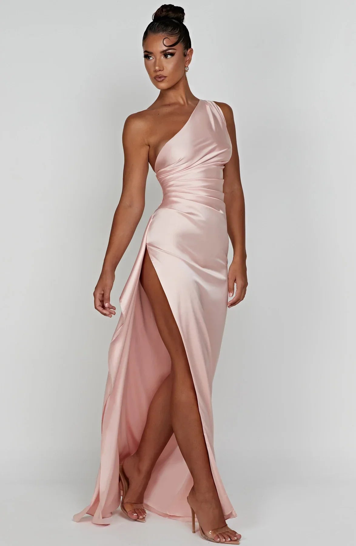 Amaris Women's Cocktail Dress | One Shoulder Satin, Elegant Pleated Design 8