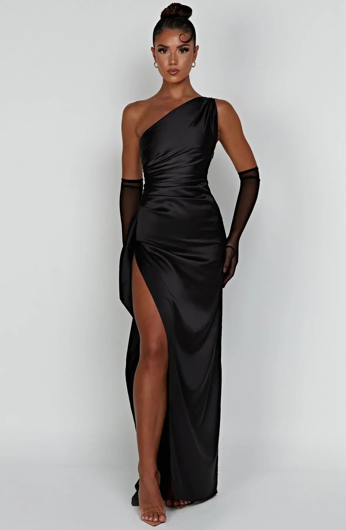 Amaris Women's Cocktail Dress | One Shoulder Satin, Elegant Pleated Design 9