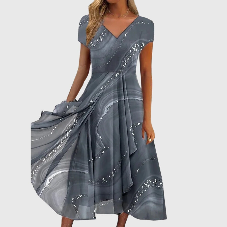 Aubrielle Women's Midi Dress | Elegant Swirl Print 1
