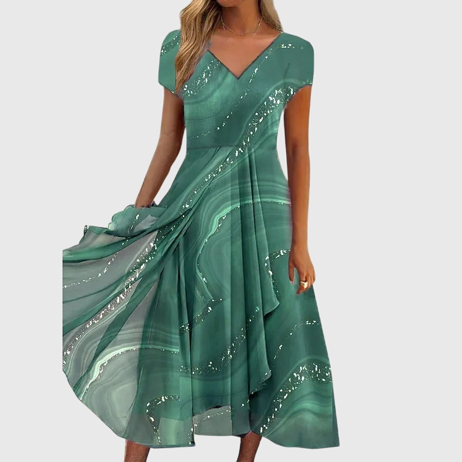 Aubrielle Women's Midi Dress | Elegant Swirl Print 2
