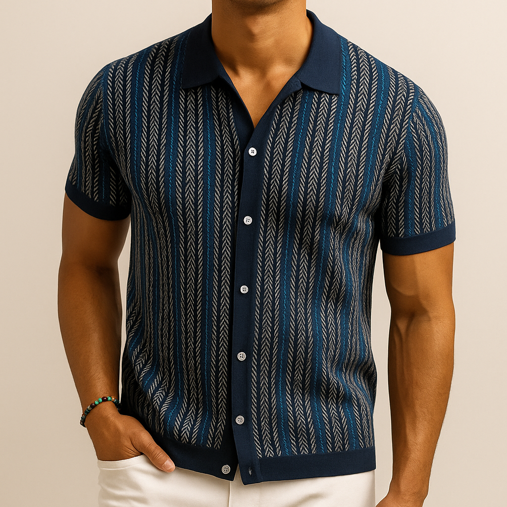 Ava Men's Dress Shirt | Organic Cotton Blend, Herringbone Pattern 0