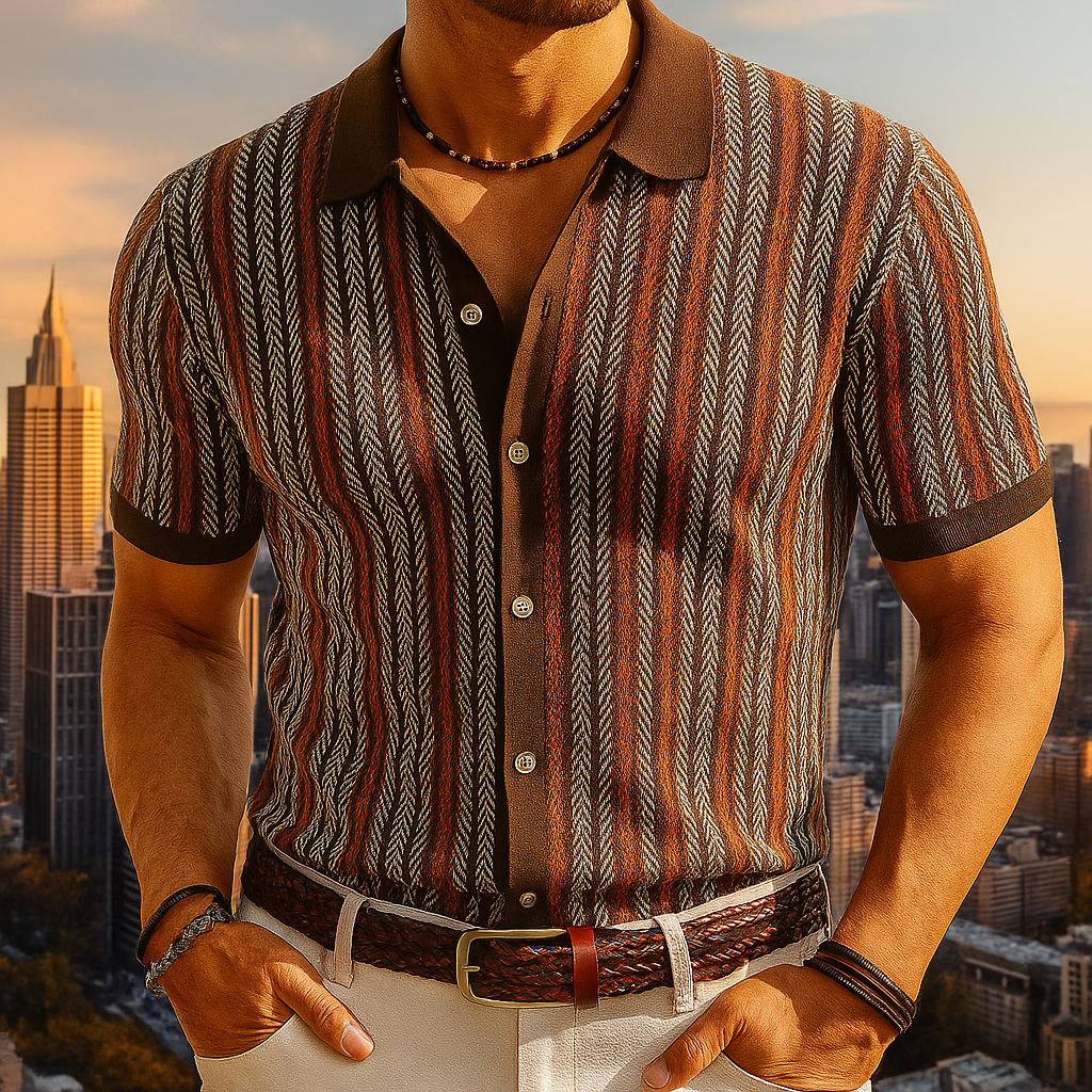 Ava Men's Dress Shirt | Organic Cotton Blend, Herringbone Pattern 7