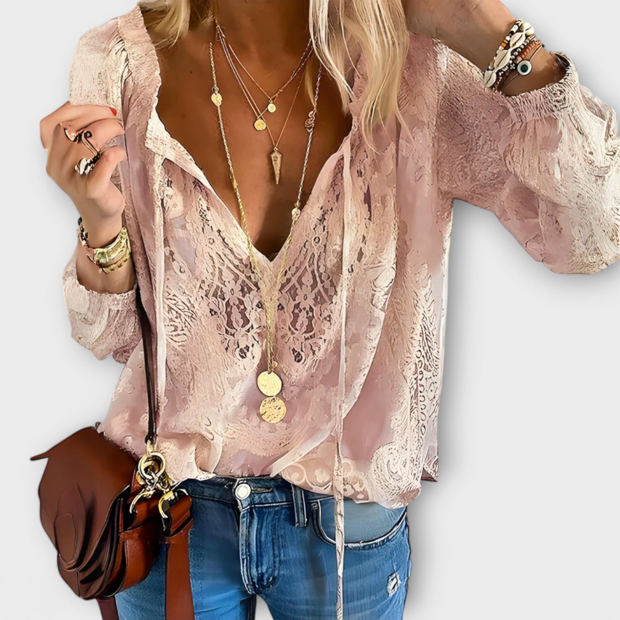 B Women’s Blouse | Lace Detailing, Bohemian Style 3