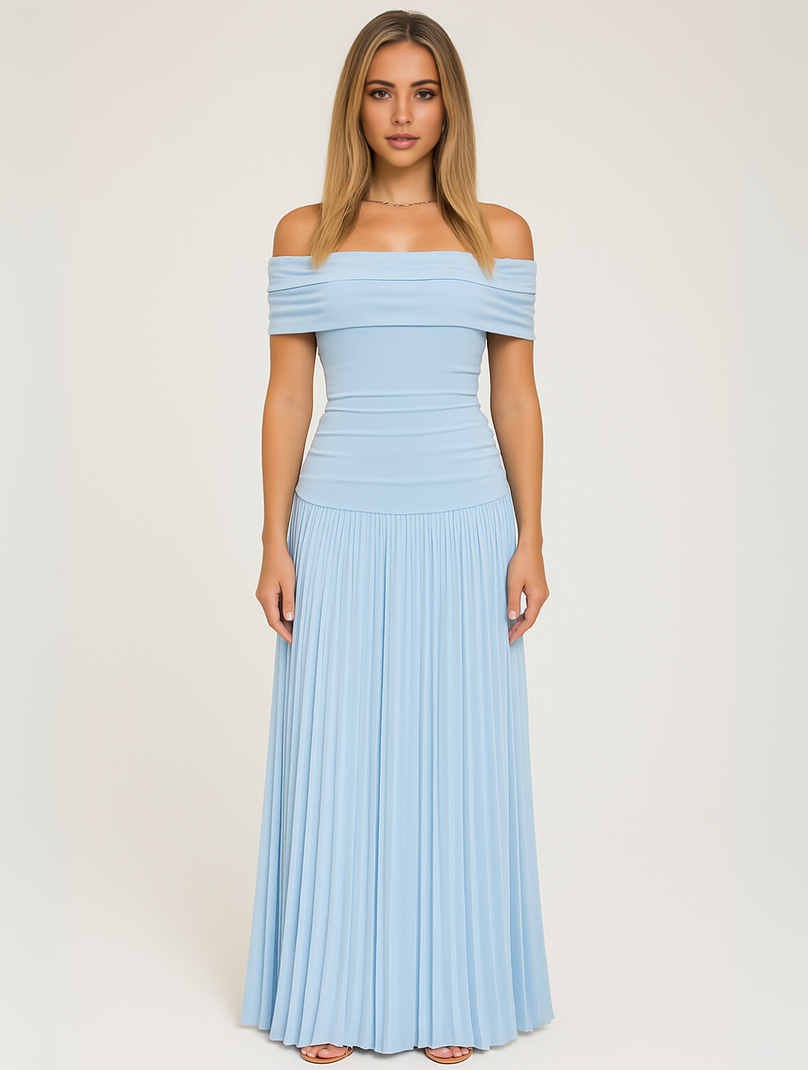 Bella Women's Maxi Dress | Elegant Off-Shoulder Pleated Design 4