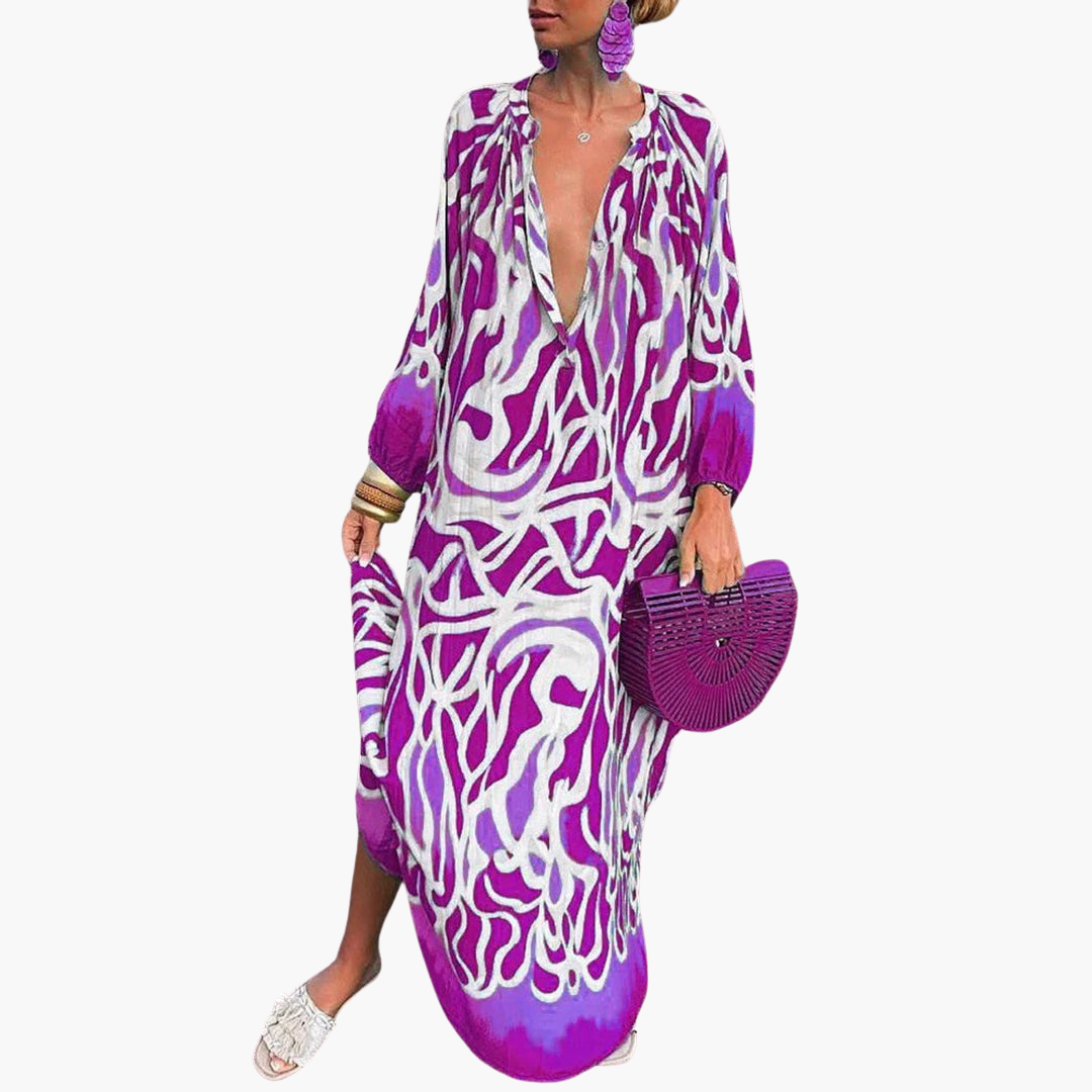 Breezy Women's Maxi Dress | Floral Print, Boho Style 1