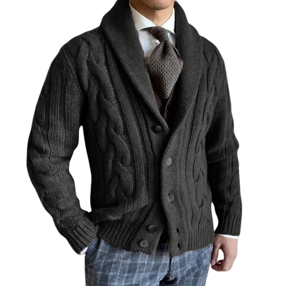 Men’s Shawl-Collar Cardigan – Smart Knit Layer for Spring