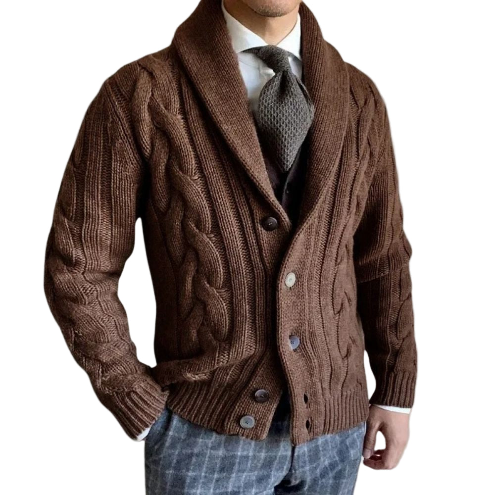 Men’s Shawl-Collar Cardigan – Smart Knit Layer for Spring