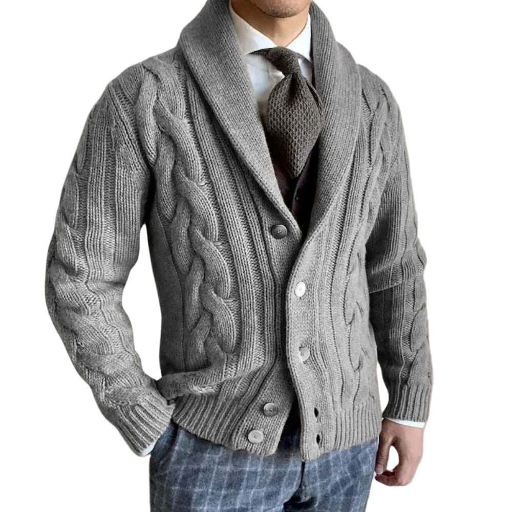 Men’s Shawl-Collar Cardigan – Smart Knit Layer for Spring