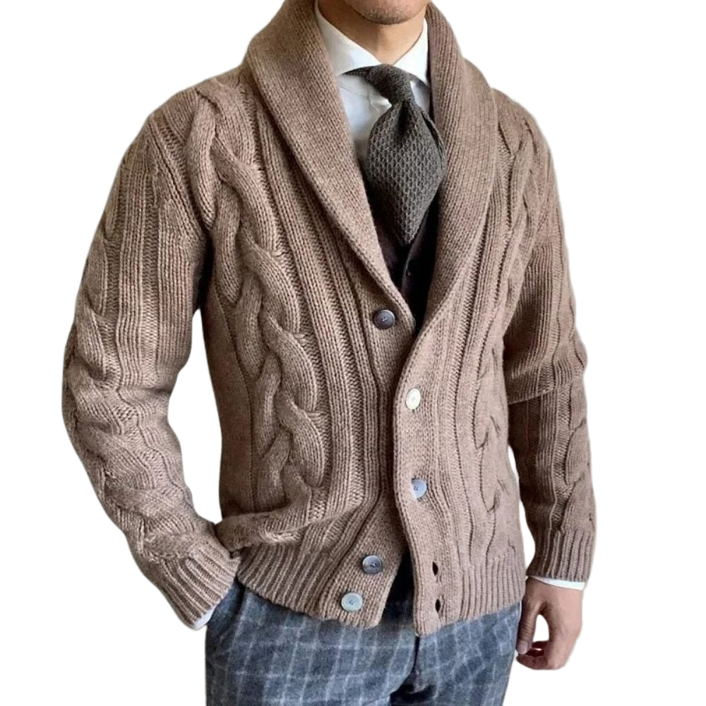 Men’s Shawl-Collar Cardigan – Smart Knit Layer for Spring