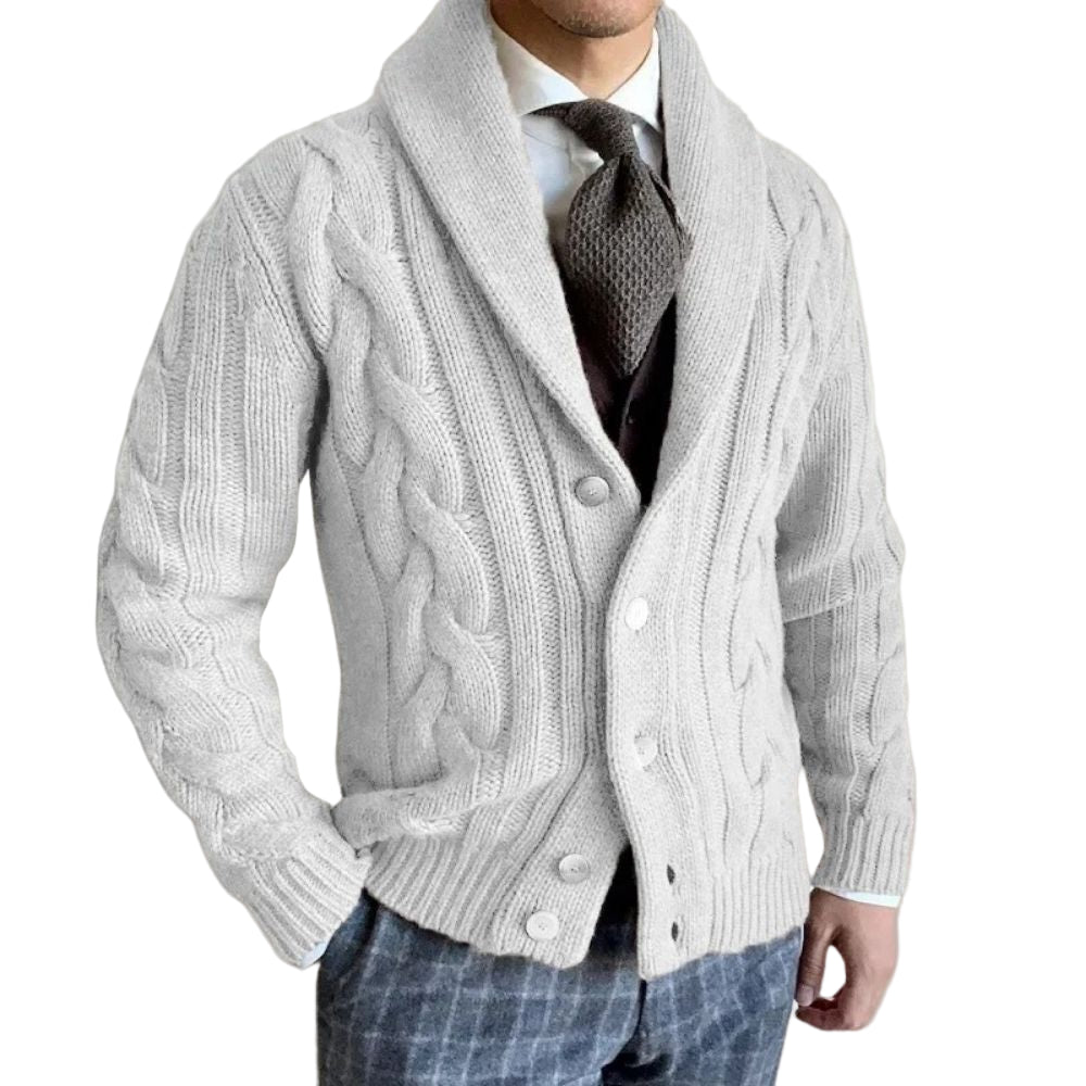 Men’s Shawl-Collar Cardigan – Smart Knit Layer for Spring