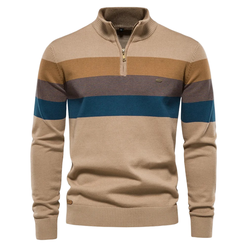 Men’s Trendy Striped Sweater – Fashionable Knit Layer for Spring