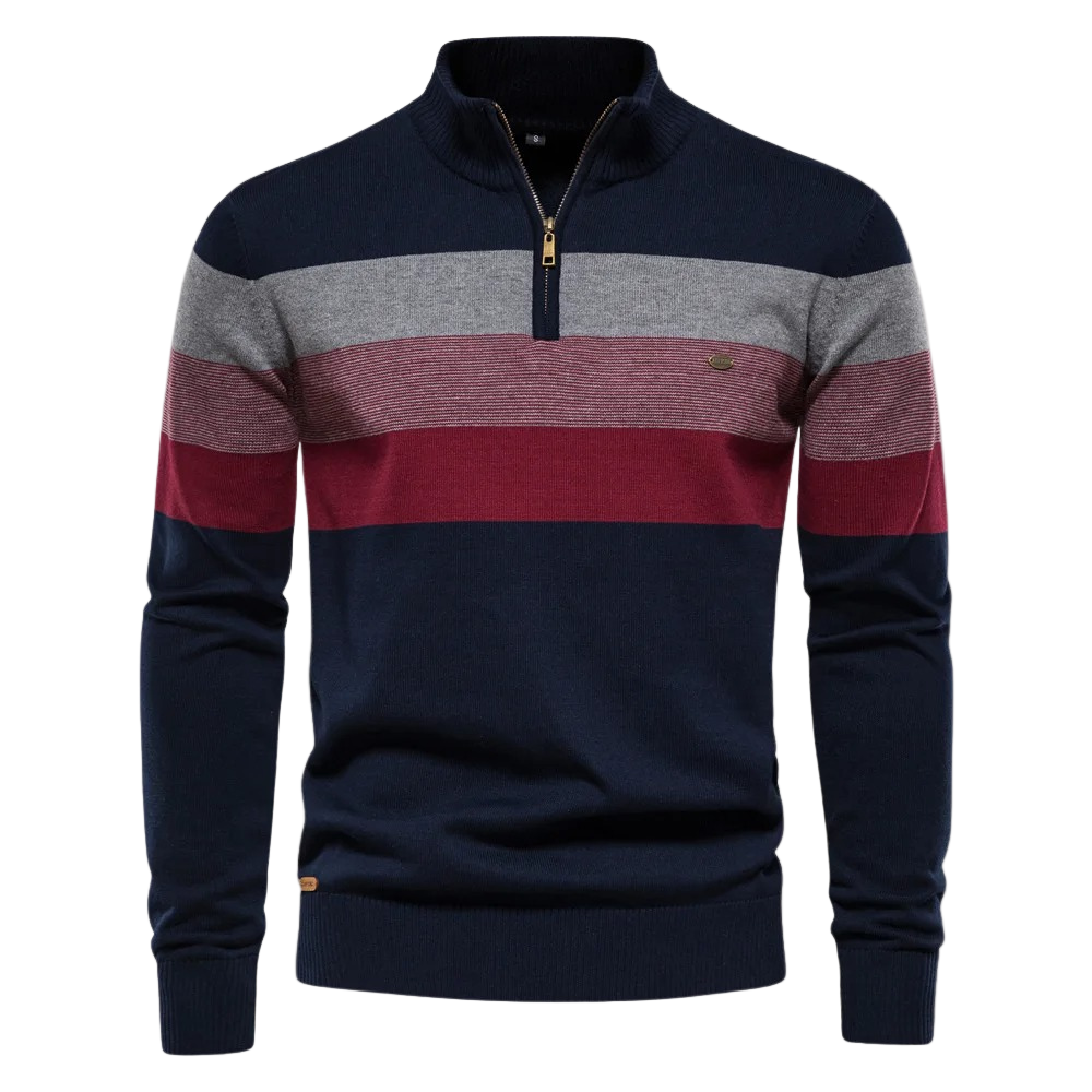 Men’s Trendy Striped Sweater – Fashionable Knit Layer for Spring