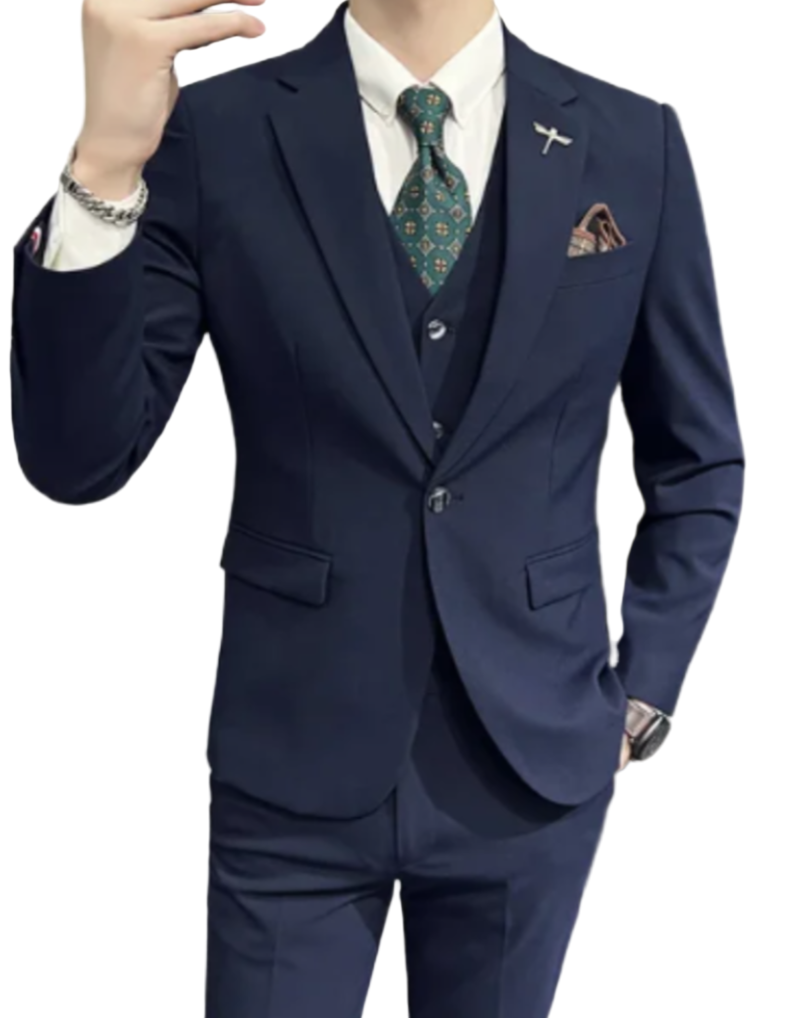 Men’s Lightweight Summer 3-Piece Suit with Waistcoat & Pockets