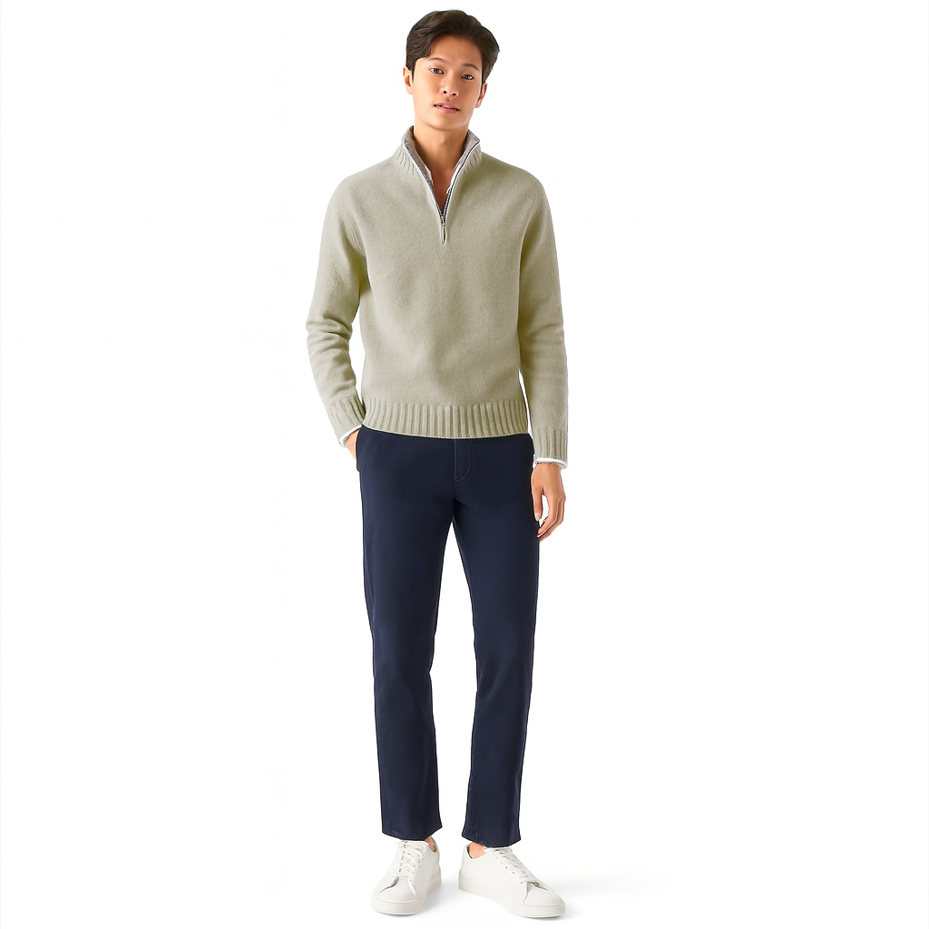 Men’s Roll-Neck Knit Jumper – Lightweight Smart Autumn Layer