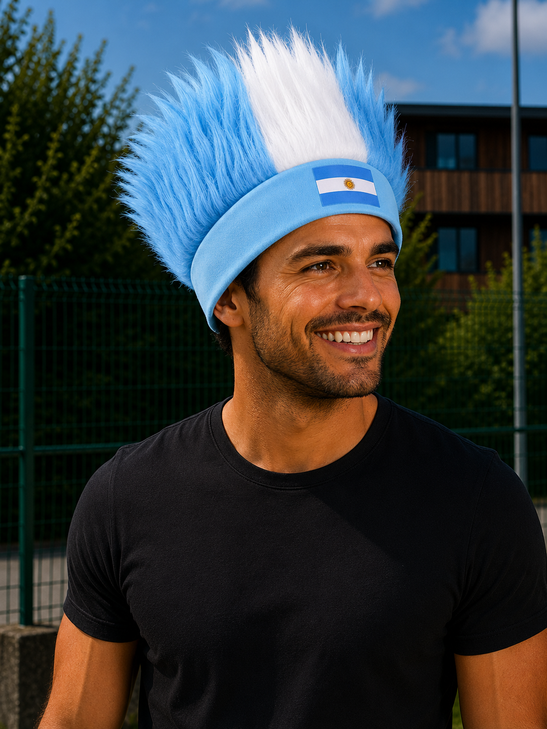 NERIDA | Football fan mohawk wig World Cup national flag headpiece supporter