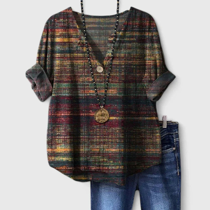 Chic Women's Blouse | Stylish V-Neck, Three-Quarter Sleeves 1