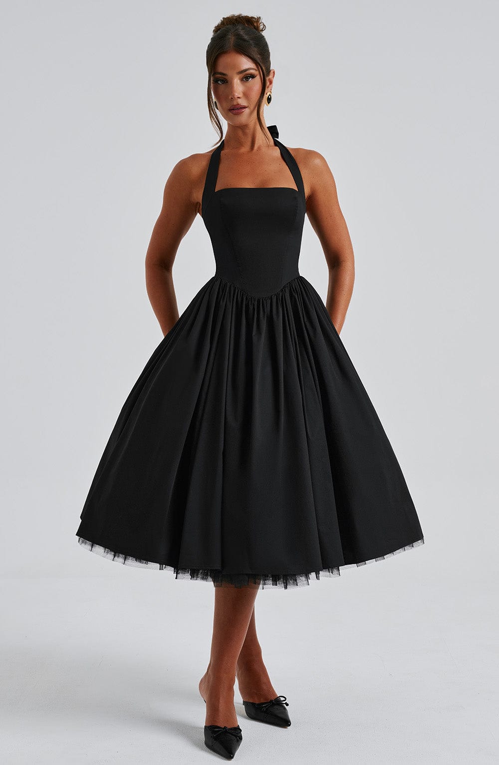 Chloe Women's Midi Dress | Elegant Halter Neckline, Perfect for Summer Weddings 8
