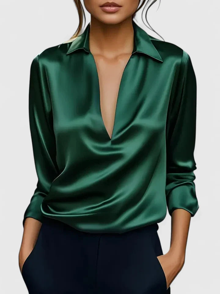 Clever Women's Blouse | V-Neck, Elegant White Design 0