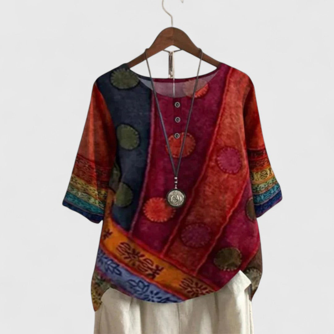 Daring Women's Top | Artistic Patchwork Design, Comfortable Fit 0