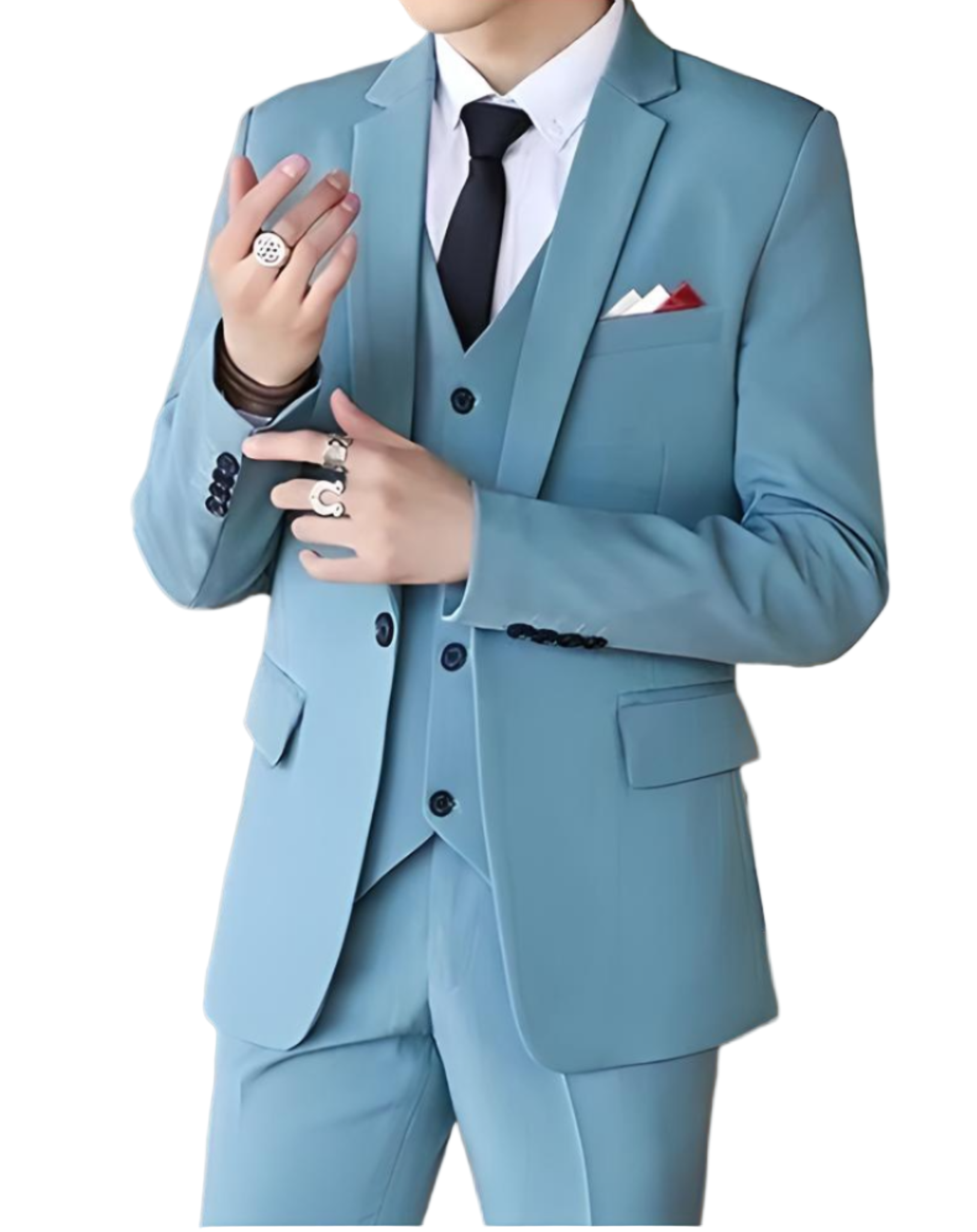 Men’s 3-Piece Notch-Lapel Suit with Waistcoat – Slim Fit